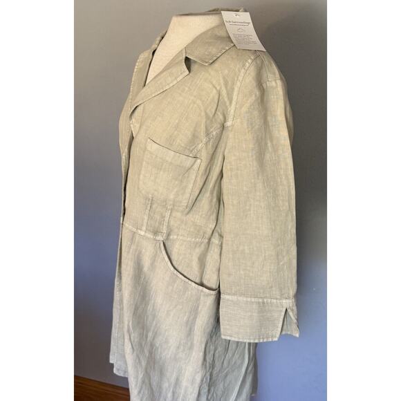 Soft Surroundings Eza Jacket Sz S NWT Beige Linen Notch Collar Lagenlook Boho - Picture 8 of 16